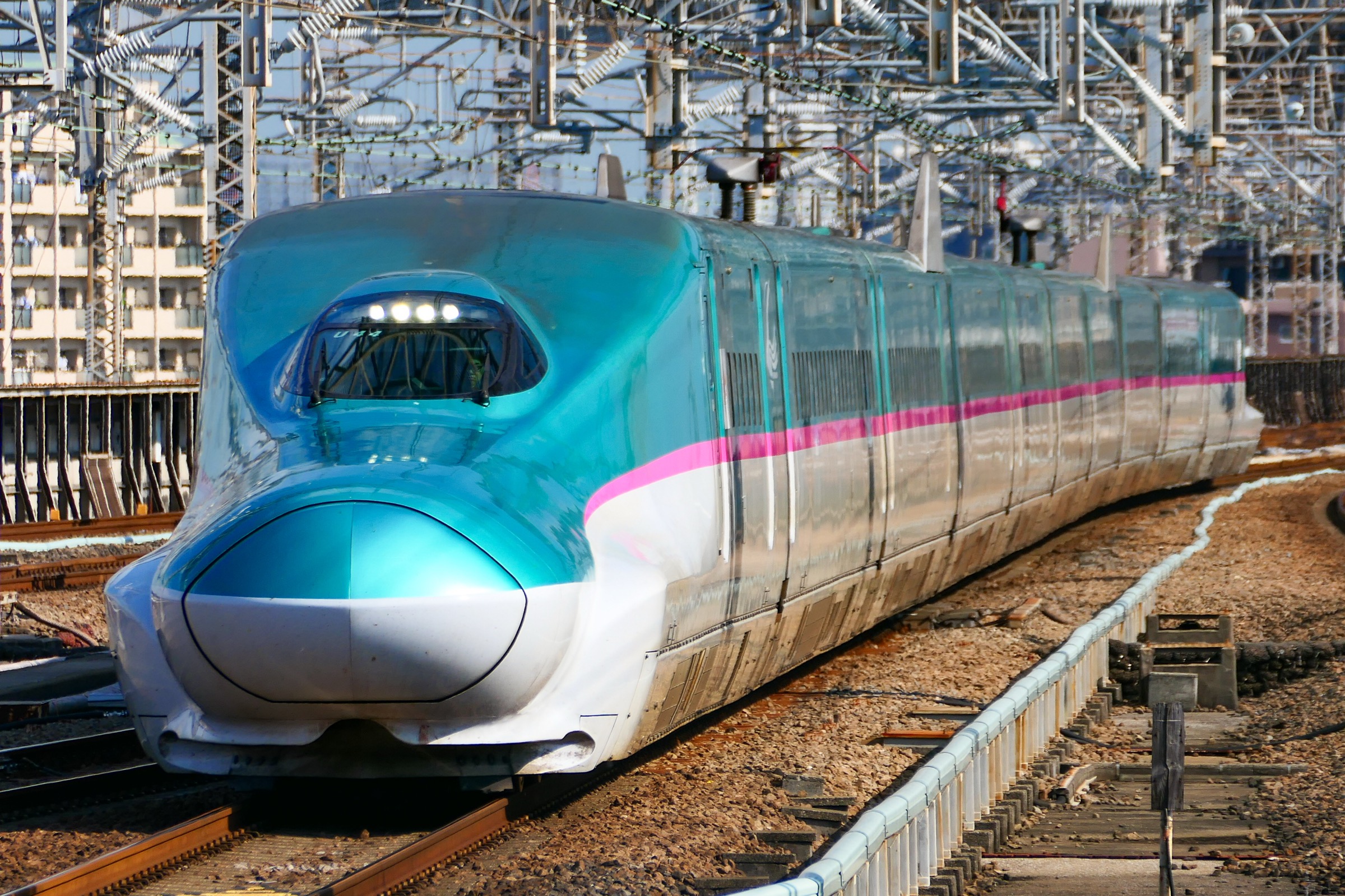 E5 Hayabusa Shinkansen at speed on Tohoku main line