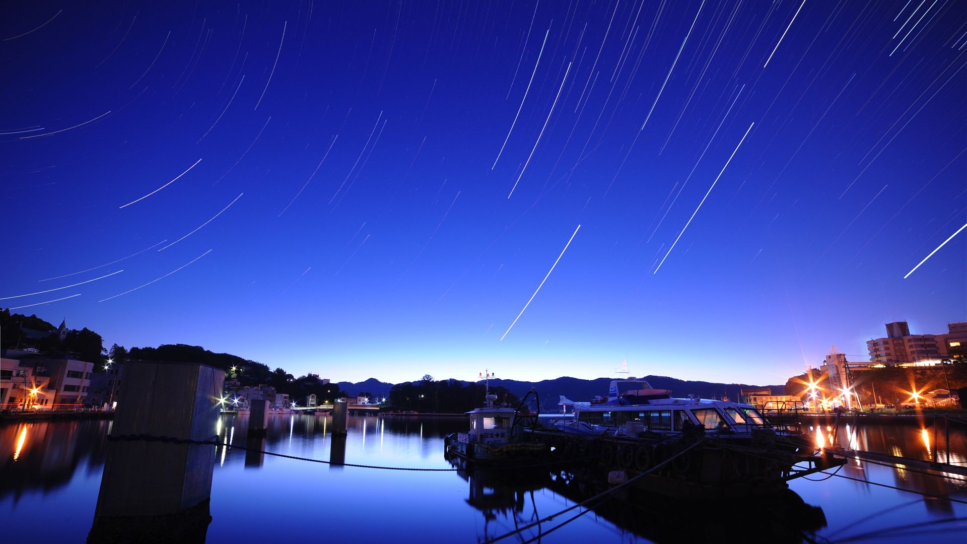 Inner bay of Kesennuma Port, Miyagi, with fishing vessels at anchor