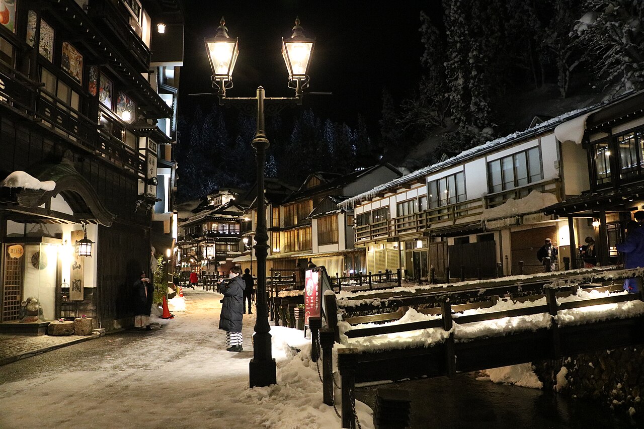 Night in Ginzan Onsen town January 2022 C