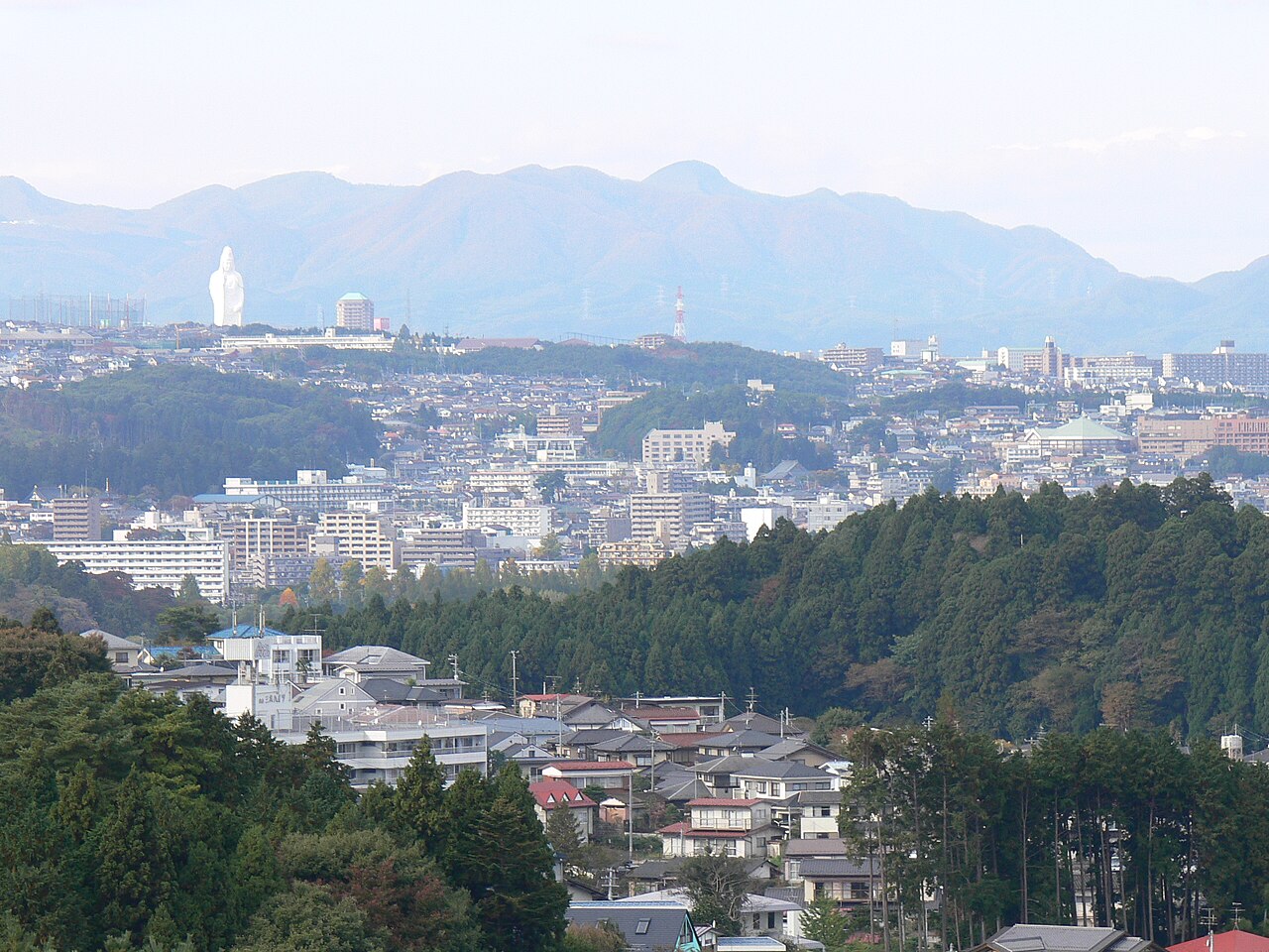 View of Sendai city from the grounds near Sendai Daikannon