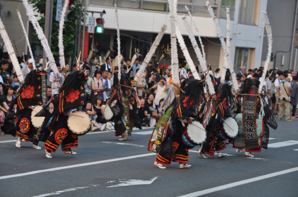 Shishi-odori deer dance performers in Tono, Iwate Prefecture