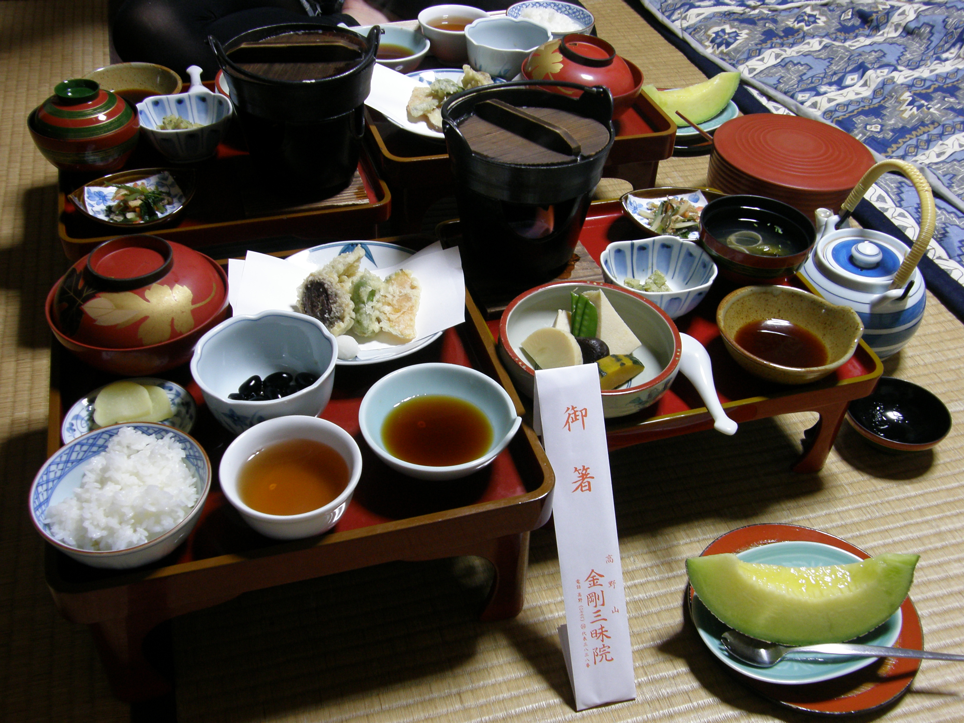 Traditional shojin ryori Buddhist vegetarian meal at a Japanese temple shukubo