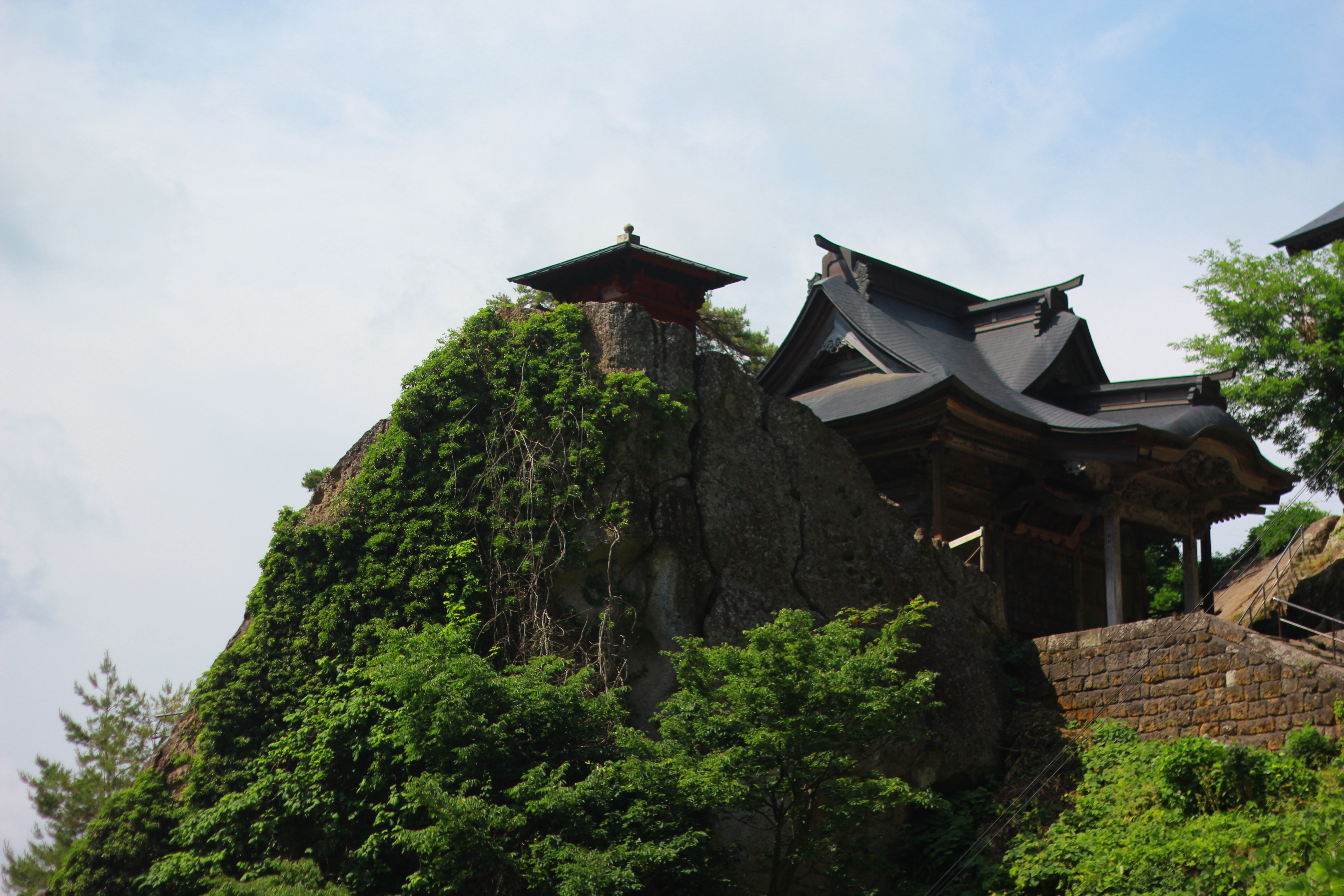 Panoramic view of Yamadera (Risshakuji Temple) on the mountainside in Yamagata, Japan