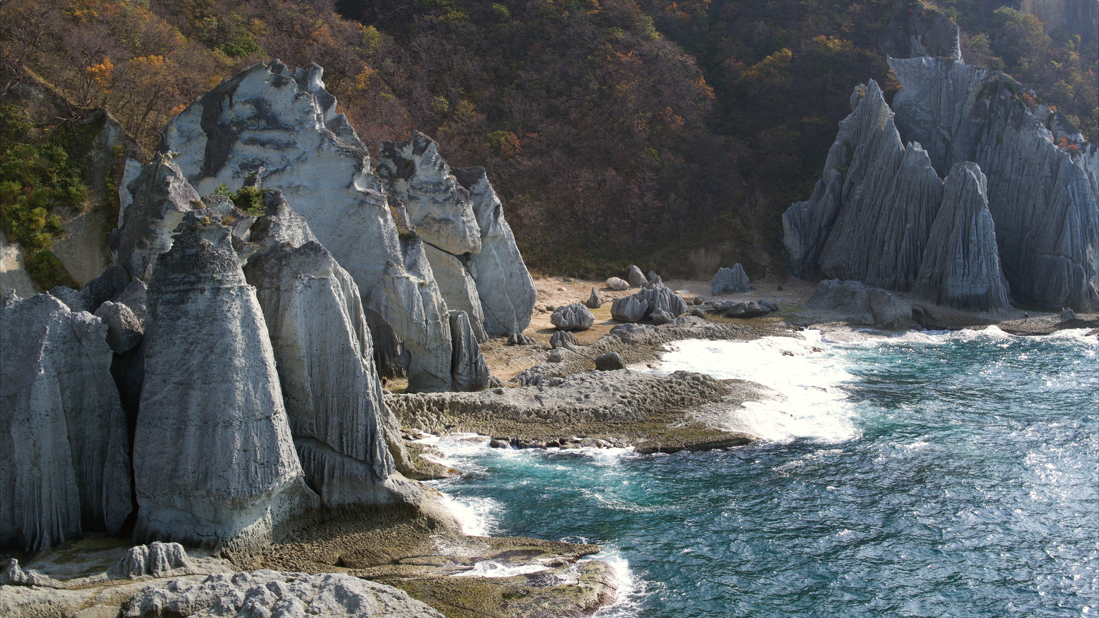 Hotokegaura dramatic sea stack coastline on Shimokita Peninsula