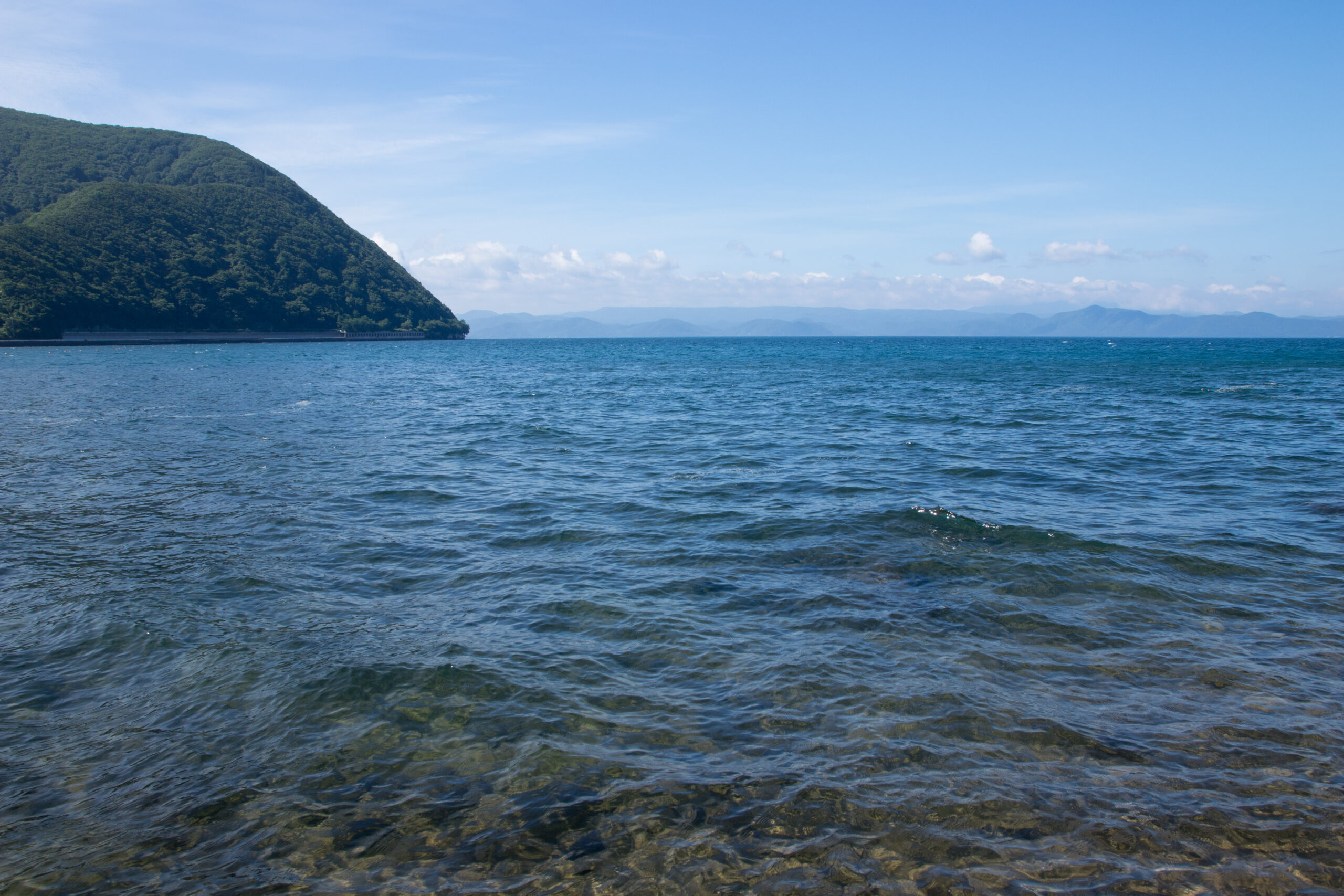 Lake Inawashiro's clear blue water