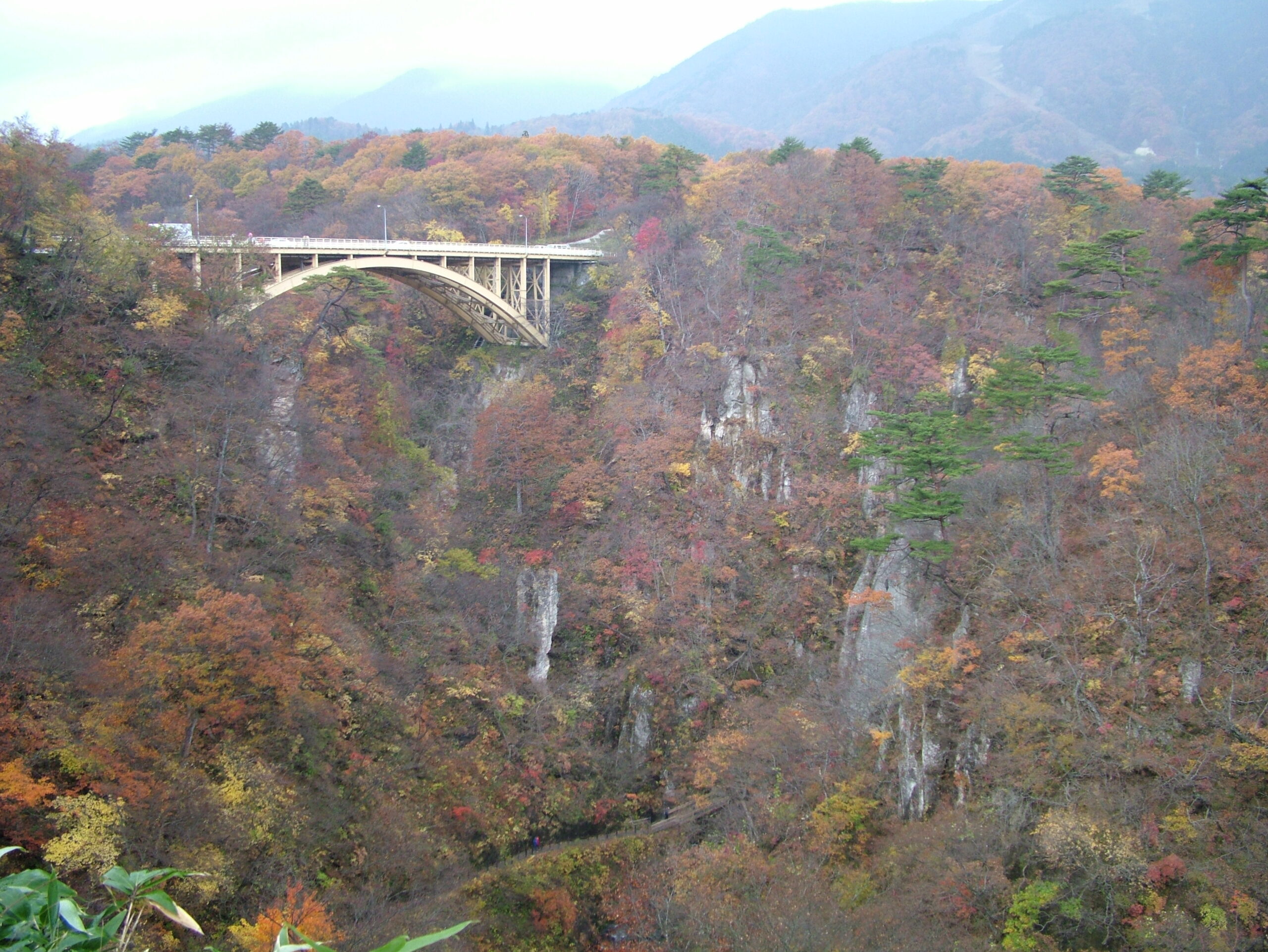 Naruko Gorge deep ravine with forested walls
