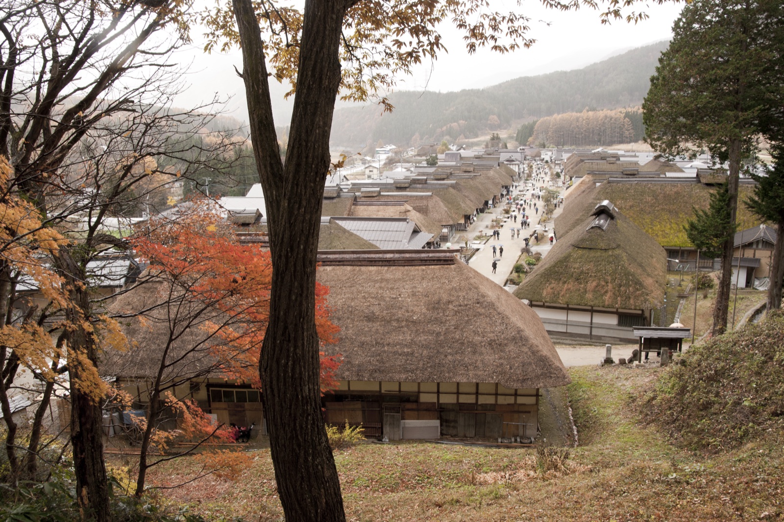 Traditional thatched-roof buildings of Ouchi-juku post town, Fukushima Japan