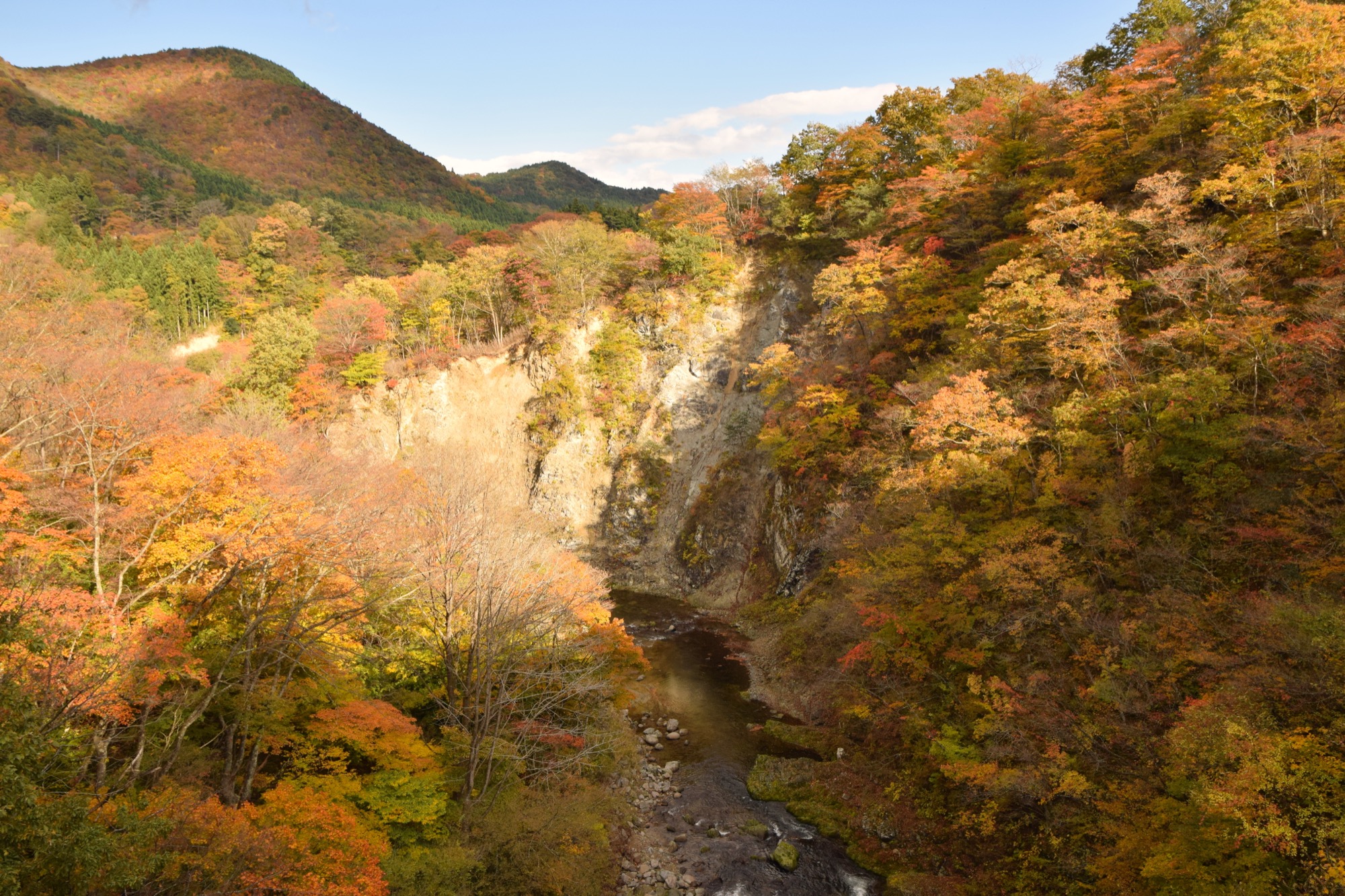 Spectacular autumn foliage in Akiu valley Miyagi Japan