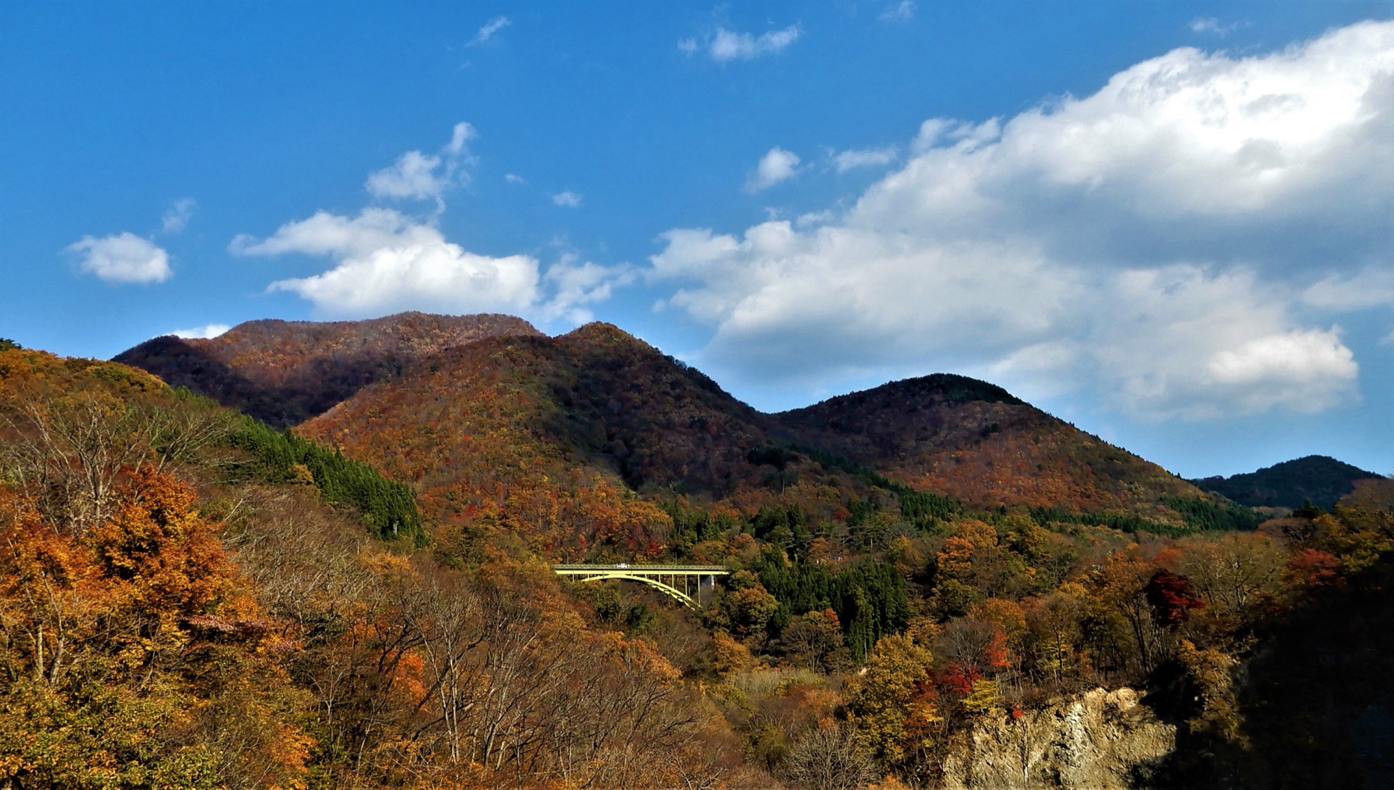 Autumn foliage in Akiu valley near Sendai, Miyagi Japan