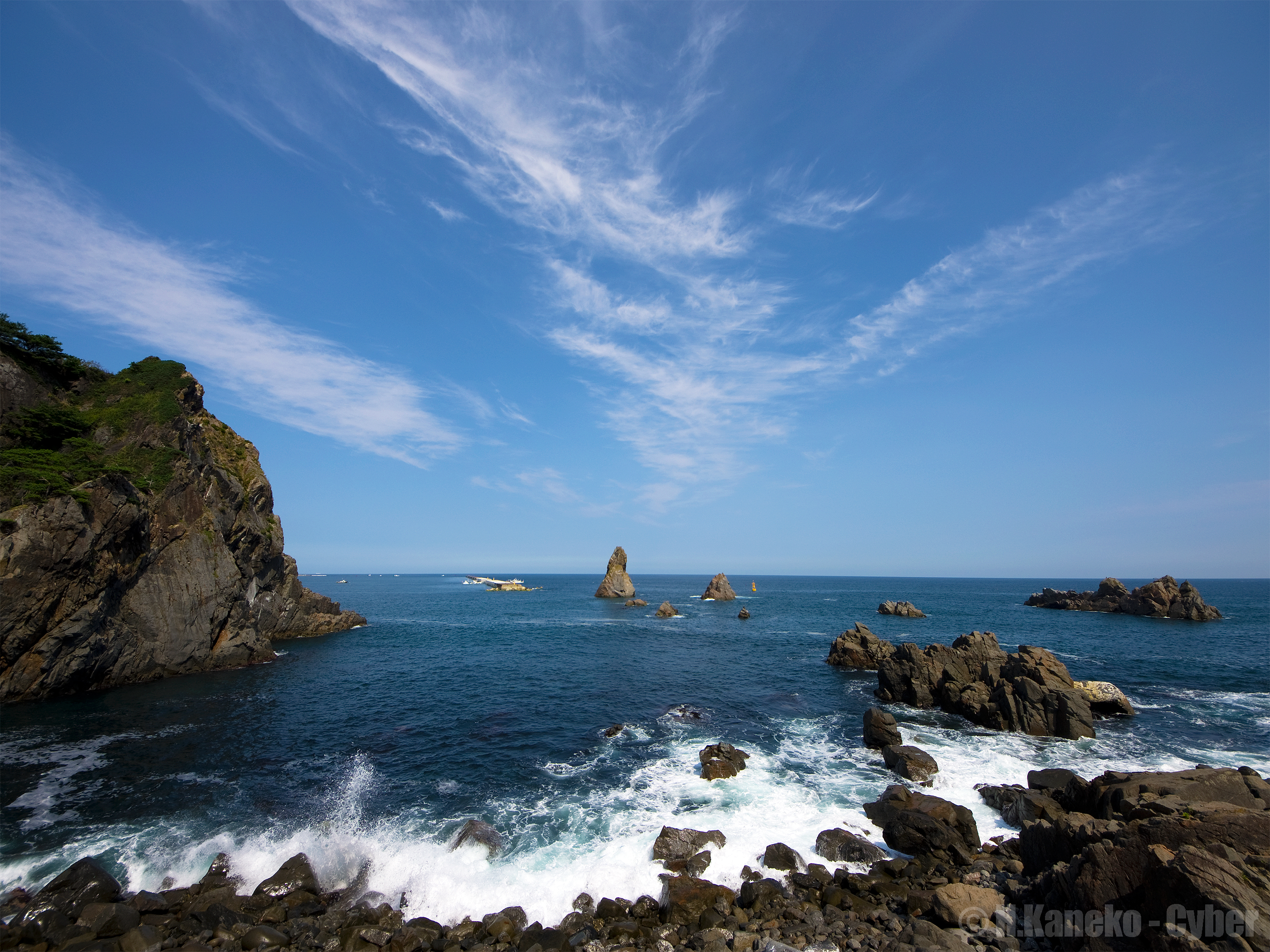 Sanriku Coast with blue sky and sea, Tohoku Japan