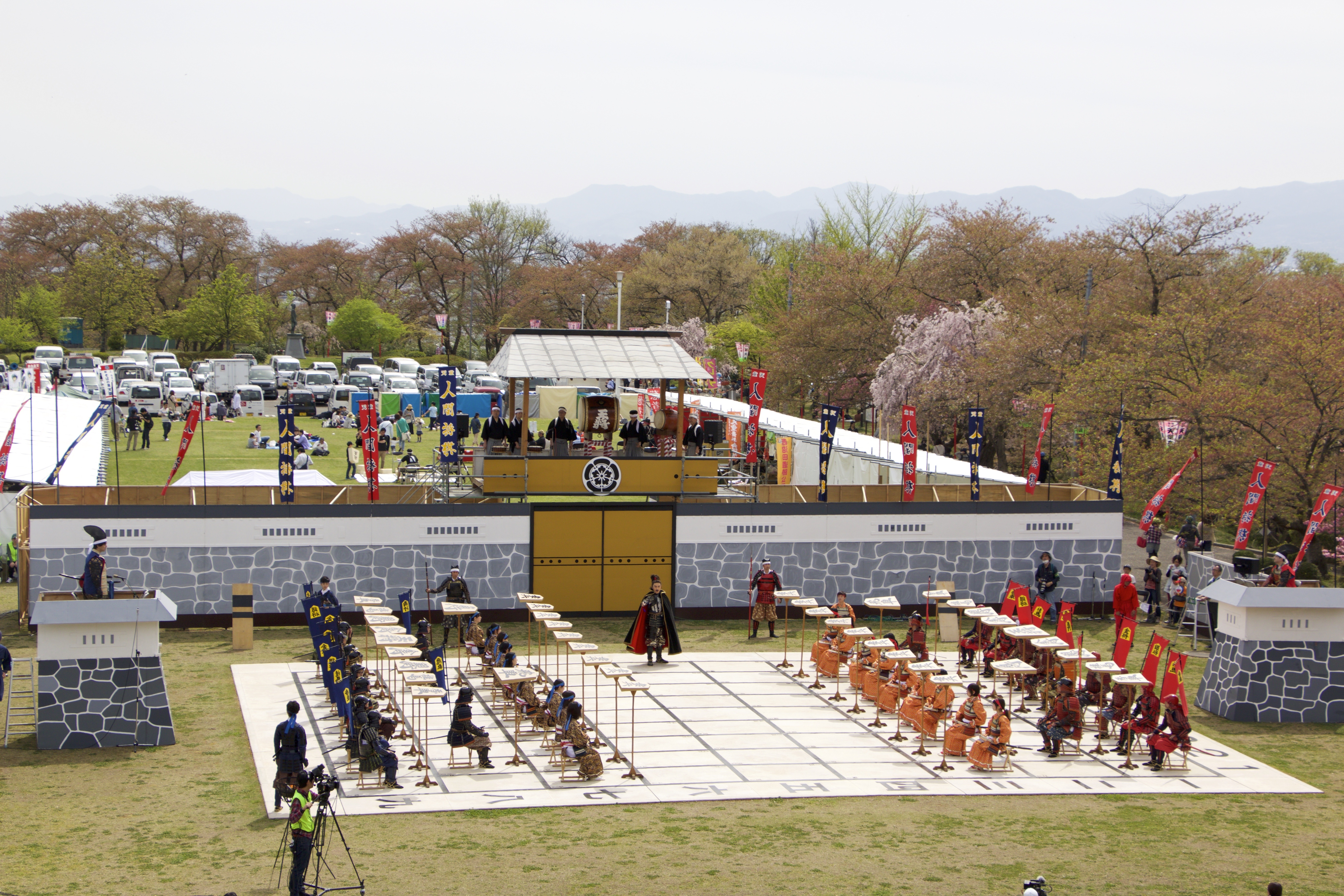 Human shogi ningen shogi at Mount Maizuru Tendo Yamagata spring festival