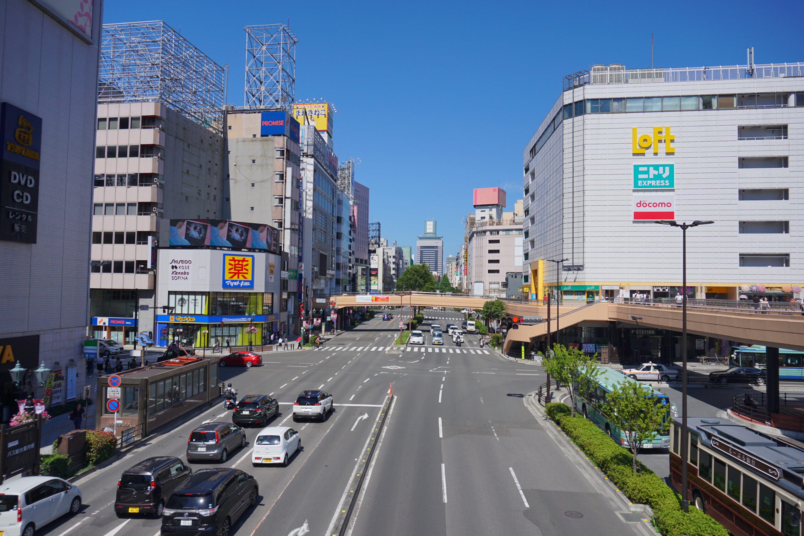 Sendai city street view from Sendai Station