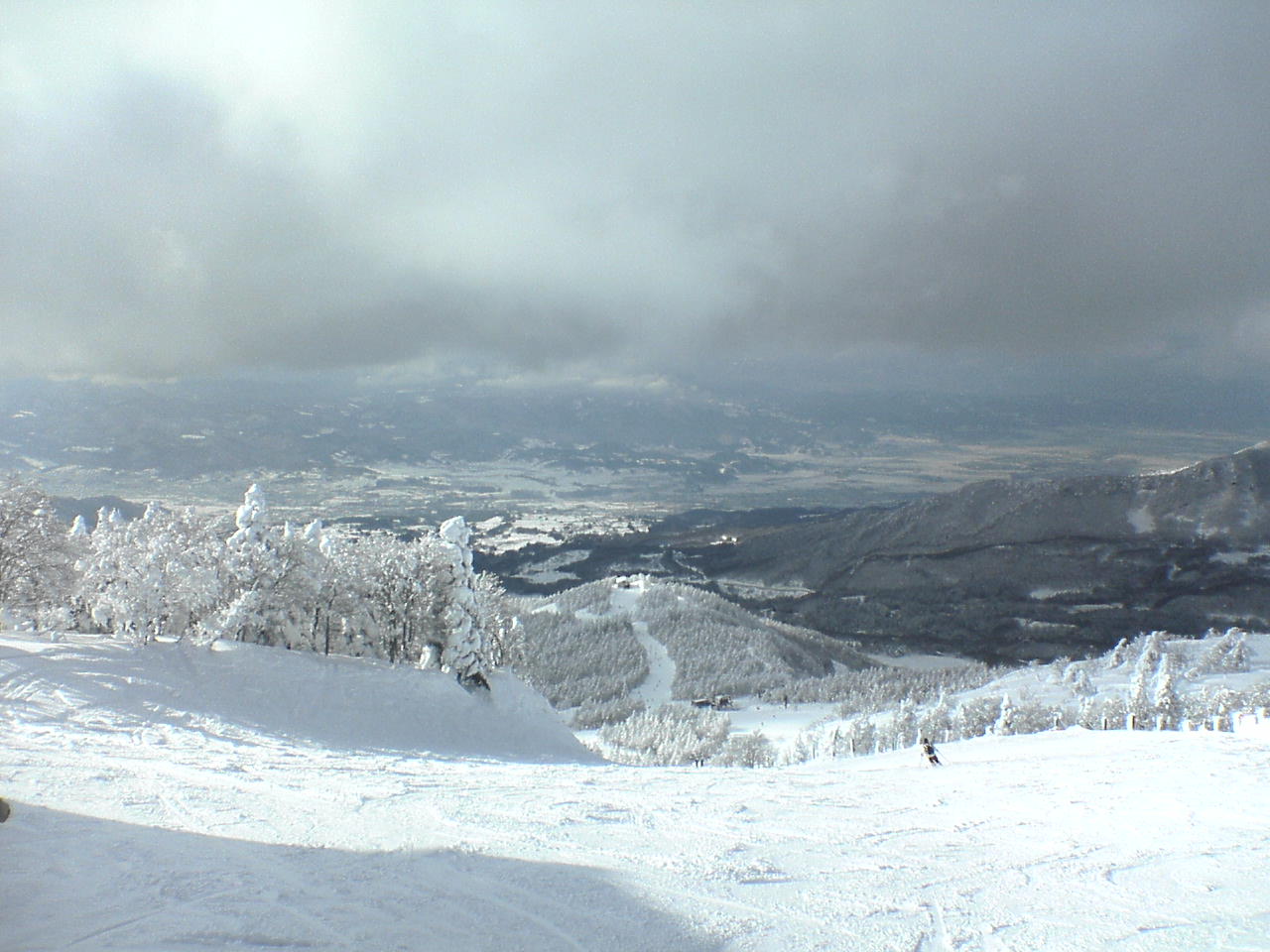 Aerial view of Zao Onsen Ski Resort slopes in Yamagata Prefecture