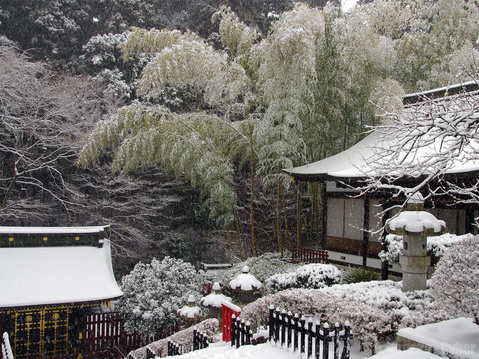 Zuihoden mausoleum covered in snow during winter in Sendai