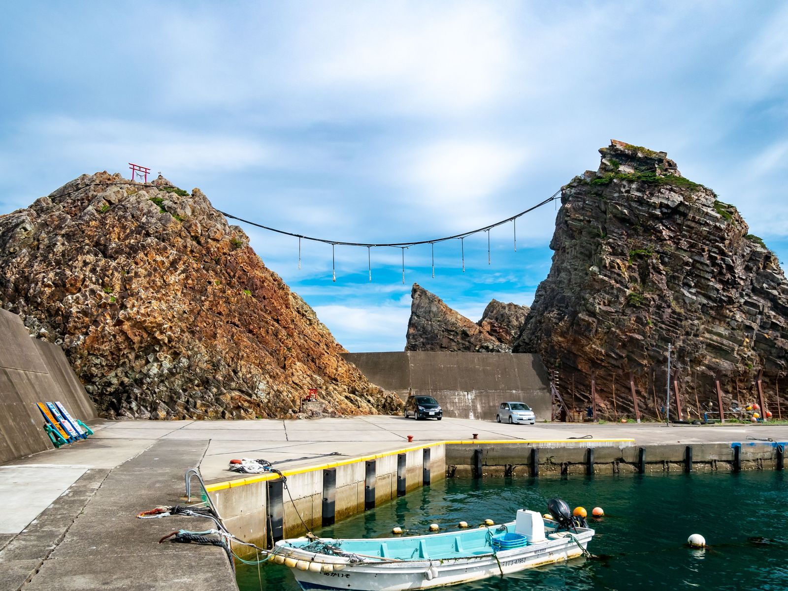Meoto Iwa married rocks formation at Kosode Coast, Kuji, Iwate