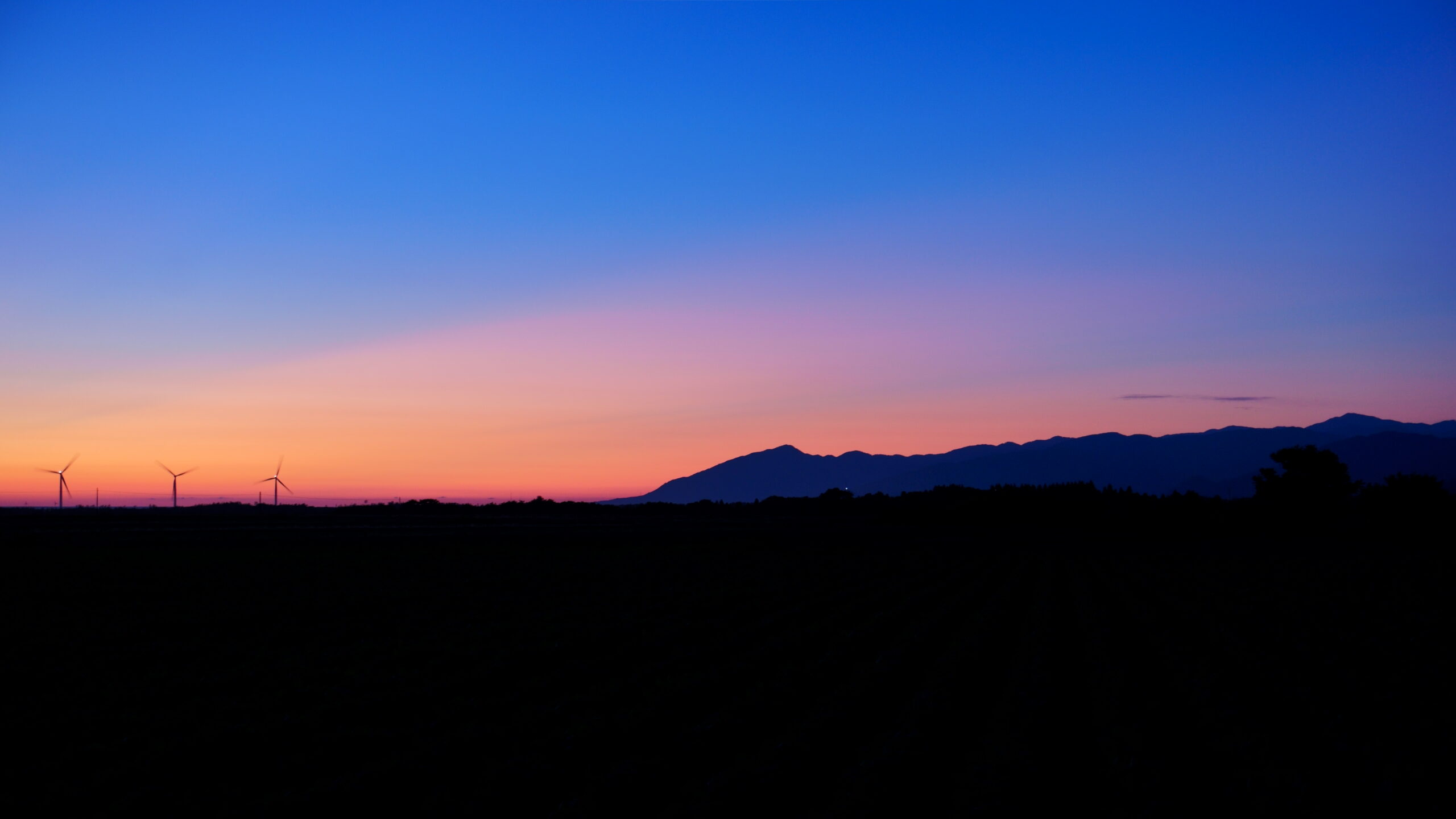 Shirakami Mountains at twilight showing the vast primeval beech forest