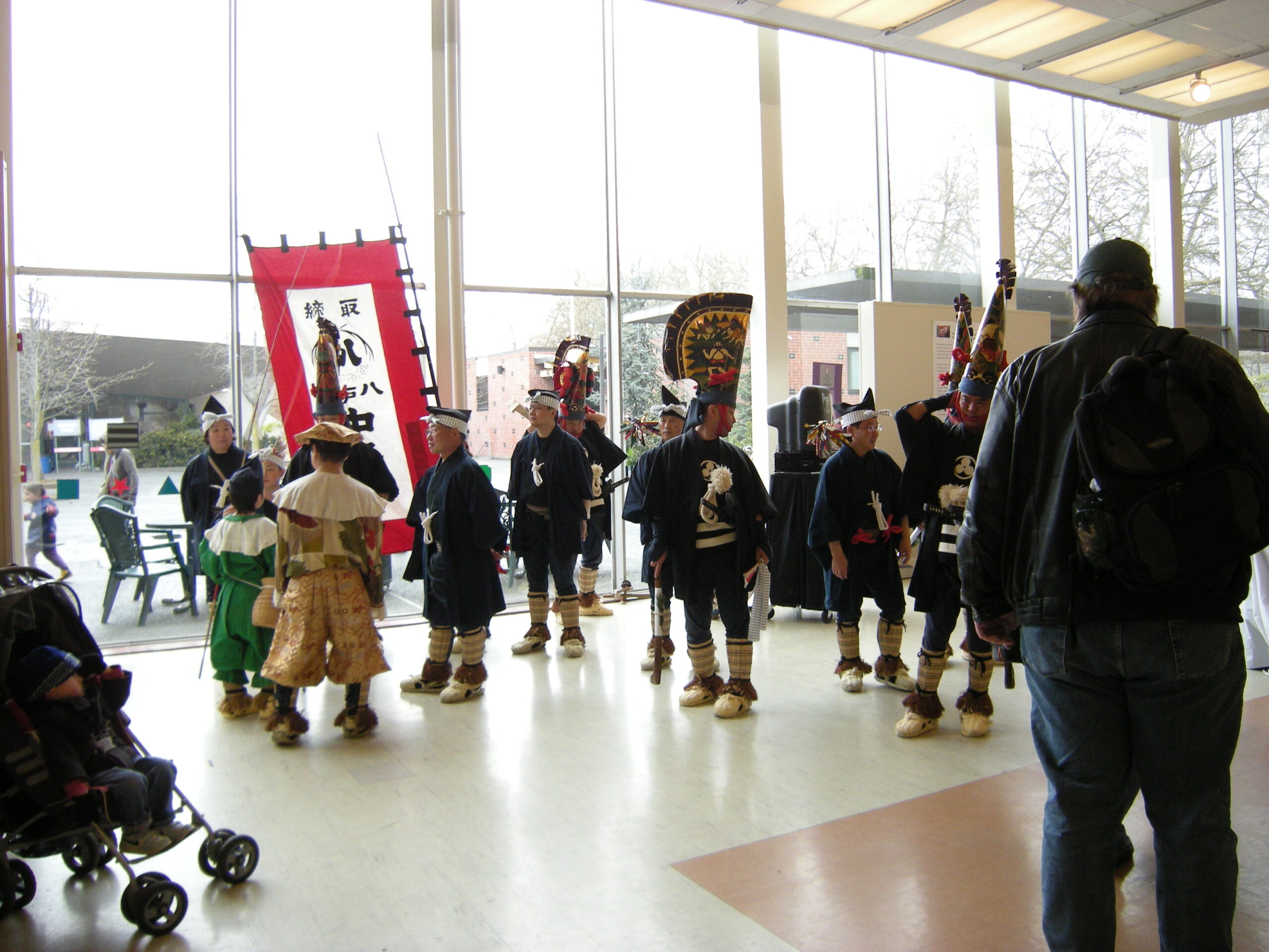 Enburi troupe dancers performing traditional folk dance in Hachinohe