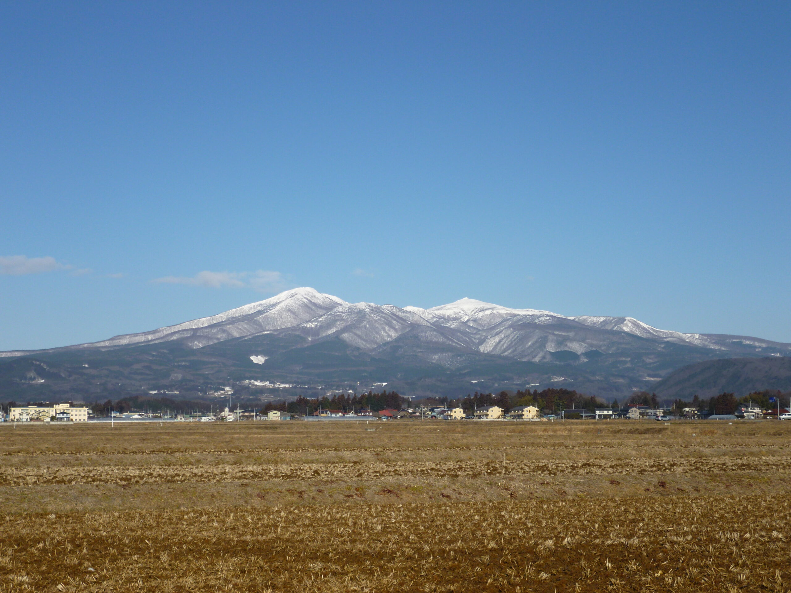 Mount Adatara volcano rising above the Fukushima countryside